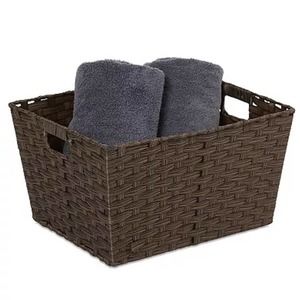 Woven Rattique Large Storage Bin with Handles